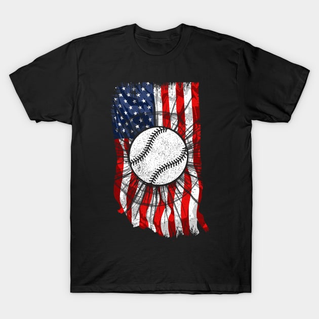 Baseball player American Flag T-Shirt by FabulousDesigns